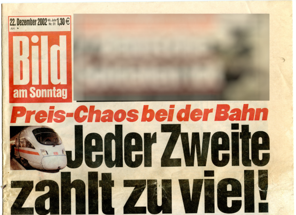 Bild am Sonntag: Preis-Chaos bei der Bahn - Jeder Zweite zahlt zu viel